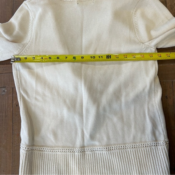 Lauren Ralph Lauren Cream Cowl Neck Metal Button Front Cardigan Sweater Medium - Picture 7 of 8